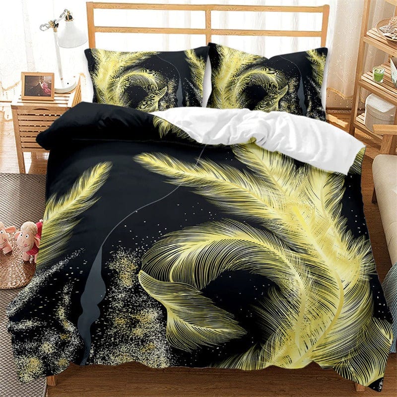 Parure Housse de Couette Plume Jaune