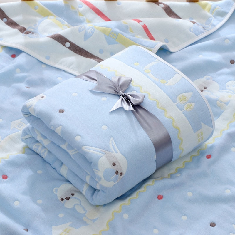 Plaid pour Bébé Bleu à Petits Lapins
